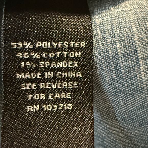 Sharagano Belted Utility Zip Front Shirt Dress, Slate Blue Chambray, Size 14 - Picture 7 of 11